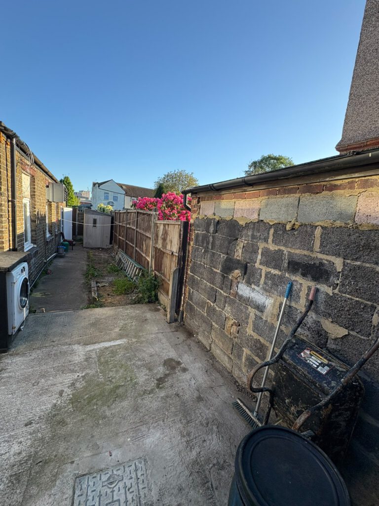 Side passage cleared of unwanted furniture